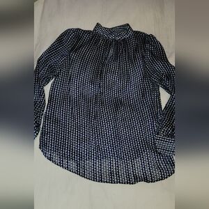 H&M Navy and White Geometric Blouse